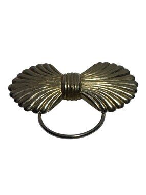 Vintage Bow Scarf Clip Gold Tone Retro Clothing Accessory